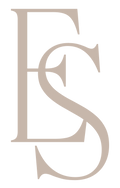 Beige monogram 'ES' on a white background